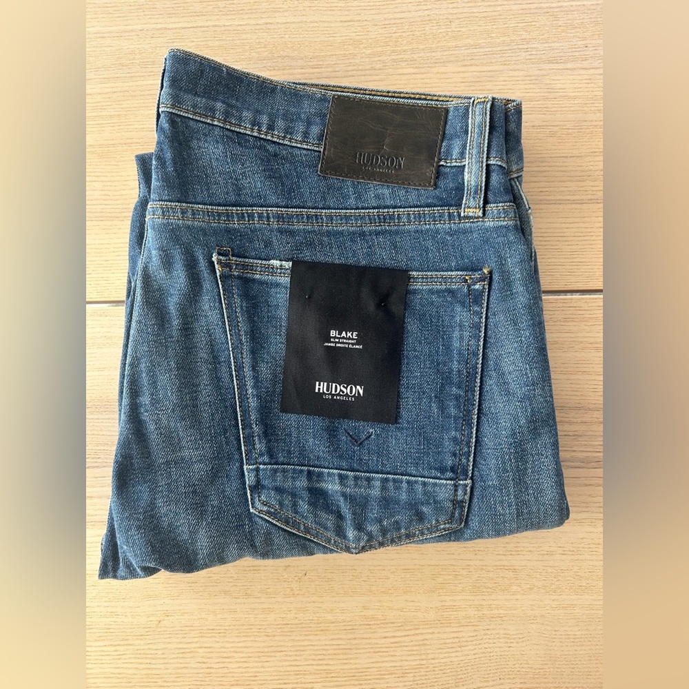 NWT Hudson Jeans Men's Blue Jeans Blake Slim straight hard ball